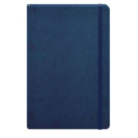 Блокнот на гумці А-5 128аркушів лінія, кремовий блок, штучна шкіра Twill синій