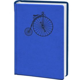 Щоденник А-6 144аркушів лінія, Велосипед, штучна шкіра блакитна*П-ст