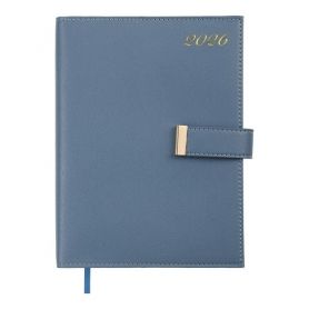 Щоденник датований Buromax 2026 А-5 Nude гнучка обкладинка, кнопка, кремовий папір, світло-синій