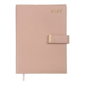 Щоденник датований Buromax 2026 А-5 Nude гнучка обкладинка, кнопка, кремовий папір, світло-рожевий