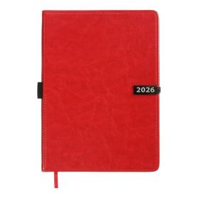 Щоденник датований Buromax 2026 А-5 Legend тверда обкладинка, магніт, кремовий папір, червоний