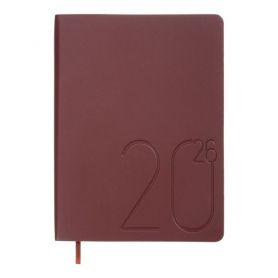 Щоденник датований Buromax 2026 А-5 Dark Morandi гнучка обкладинка, кремовий папір, темно-червоний