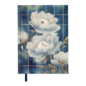Щоденник Buromax А-5 168арк Peony тверда обкладинка, блакитний, soft touch, фольга