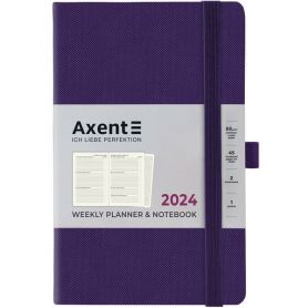 Еженедельник датированный Axent А-5- Partner Soft Diamond на резинке, гибкая обложка, фиолетовый
