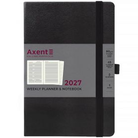 Еженедельник датированный Axent 2027 А-5 Prime Strong черний на резинке, твердая обложка, кремовая бумага