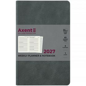Еженедельник датированный Axent 2027 А-5- Partner Soft Cloud серый, гибкая обложка, кремовая бумага