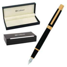 Ручка перова Cabinet Toledo чорна з золотим в фулярі