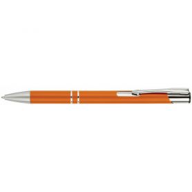 Ручка шариковая Economix HIT автоматическая металлическая, оранжевий корпус, синяя