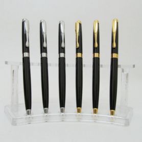 Ручка шариковая Baixin поворотная металлическая, черная с золото/хром