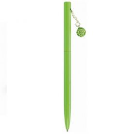 Ручка кулькова MAXI поворотна металева зелена з брелком