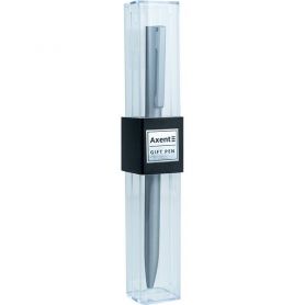 Ручка шариковая Axent Partner автоматическая металлическая, серебряный корпус, синяя