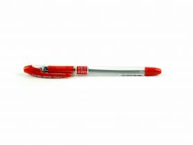Ручка масляная Piano Maxriter резиновый грип, прозрачный корпус, красная