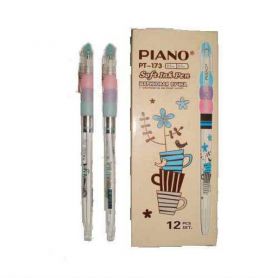 Ручка масляна Piano Dizain гумовий кольоровий грип, прозорий корпус, синя