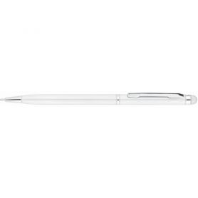 Ручка шариковая Economix автоматическая Stylus металлическая, корпус белый, синяя