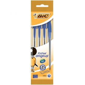 Ручка масляная BIC Cristal прозрачная синяя