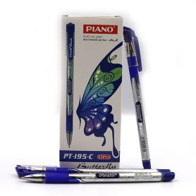 Ручка масляна Piano Classic гумовий грип, прозорий корпус, синя
