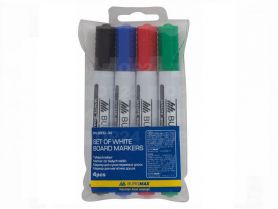 Набір маркерів для дошок сухостираємих Buromax круглі 4 кольори в пластиковому футлярі