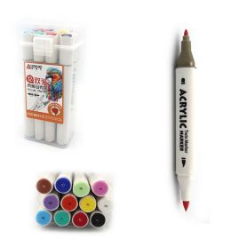 Набір маркерів sketch акрил двостор. в пластик.боксі 12шт Aodemei Marker