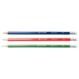 Олівець графітний Buromax НВ мікс з гумкою