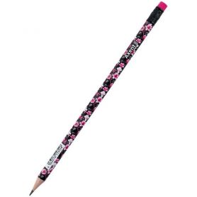Карандаш графитный Axent HB с ластиком Floral Black