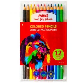 Карандаши цветные 12шт. Maxi пластиковые трёхгранные