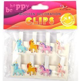 Набір прищіпок дерев'яних декоративних 8шт*3,5см Єдиноріжки