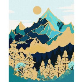 Картина по номерах 40х50см Гірський ландшафт з фарбами металік extra