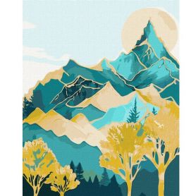 Картина по номерах 40х50см Гірські вершини з фарбами металік extra