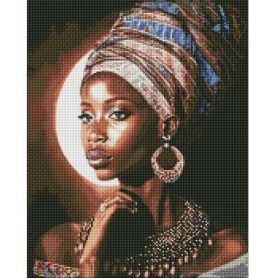 Набір картина з алмазною мозаїкою 40х50см Африканська красуня з голограмними стразами