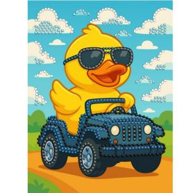 Набір картина з алмазною мозаїкою (вибірковою)15х20см Качка на машині