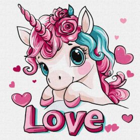 Картина по номерах 30х30см Романтичний єдиноріг Картина по номерах 30х30см Романтичний єдиноріг