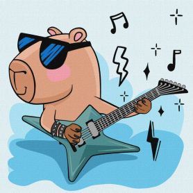 Картина по номерах 30х30см Капібара рок-зірка