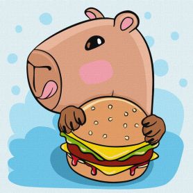 Картина по номерах 30х30см Капібара і бургер