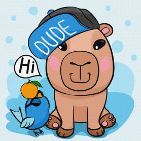 Картина по номерах 30х30см Капібара в кепці