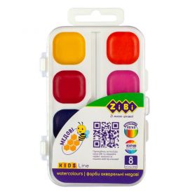 Акварель Zibi 8кол. Kids Line пл/уп.б/п