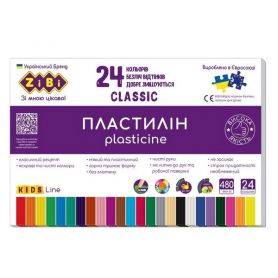 Пластилін ZiBi Classic Kids Line 24кол. 480г
