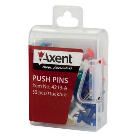 Кнопки-цвяшки 50шт кольорові, пластиковий бокс Axent
