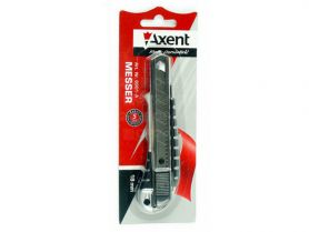 Нож канцелярский 18мм корпус металлический, металлические направляющие, резиновые вставки Axent