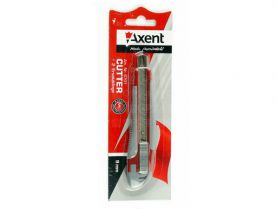 Нож канцелярский 9мм корпус пластиковый, металлические направляющие, резиновые вставки+2сменных лезвия Axent