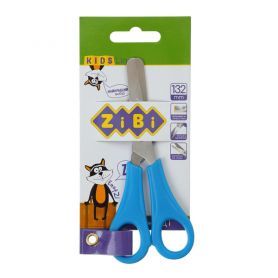 Ножницы 13.5см детские пластиковые ручки с линейкой синие ZiBi на блистере