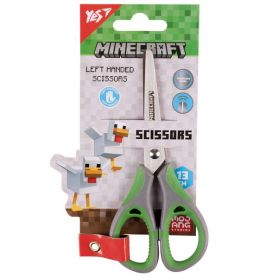 Ножницы 13 см детские для левшей с резиновыми вставками Minecraft Yes
