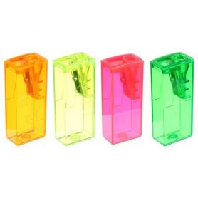 Точилка Faber-Castell пластиковая с контейнером микс неон