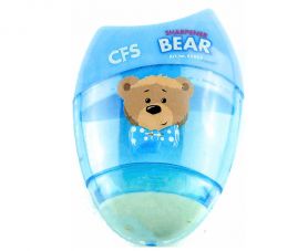 Точилка CFS пластиковая с контейнером + ластик Медвежонок микс