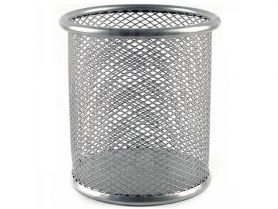 Стакан для ручек металлический сетка круглый 80х100 серебро Buromax