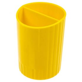 Стакан для ручек пластиковый 2 отделения желтый КиП