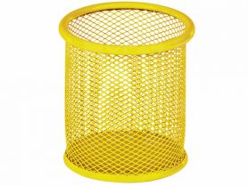 Стакан для ручек металлический сетка круглый 80х100 желтый ZiBi