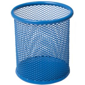 Стакн для ручек металлический сетка круглый 80х100 синий Buromax