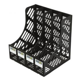 Лоток вертикальный 4 отделения пластиковый сборный черный Buromax