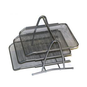 Лоток горизонтальний 3-х ярусний металевий сітка срібло