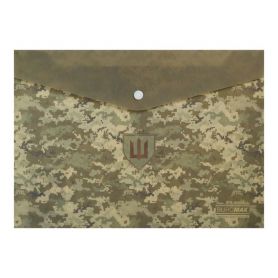 Папка пластиковая А-4 на кнопке Buromax Military зеленая